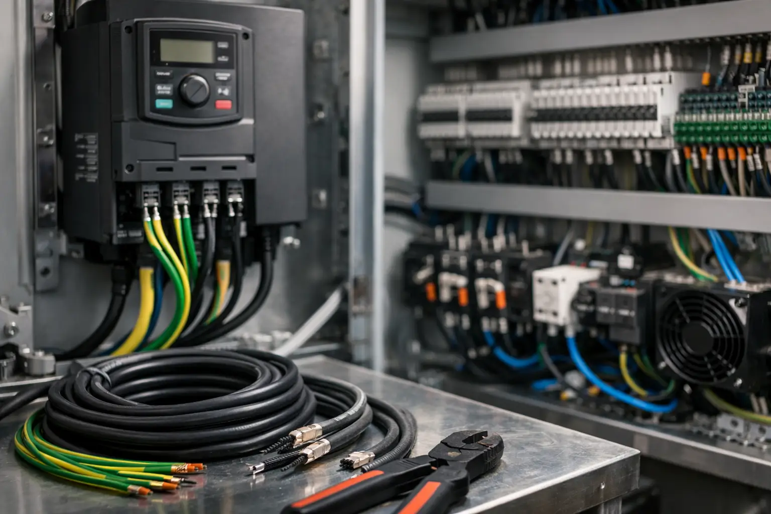 Guía de cableado para VFD en cuadros industriales